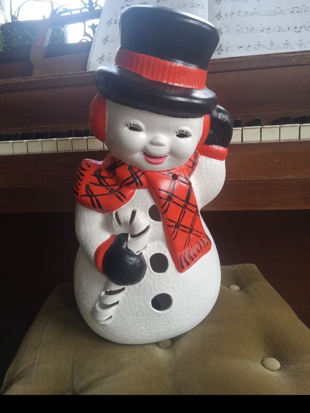 Vintage 18" Ceramic Snowman